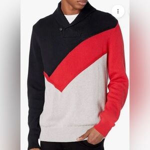 Sean John Color Block Sweater in Black, Red, and Gray Size M